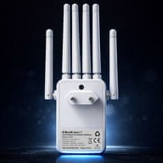 Qoltec WiFi ojačevalnik signala | repetitor | dostopna točka | N300 | 6 anten | 2x RJ45