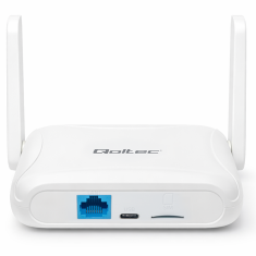 Qoltec usmerjevalnik za dom in potovanja 4G LTE WiFi 6 | AX300 | 2,4 GHz | dvojna antena | USB-C | mikro SIM