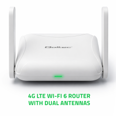 Qoltec usmerjevalnik za dom in potovanja 4G LTE WiFi 6 | AX300 | 2,4 GHz | dvojna antena | USB-C | mikro SIM