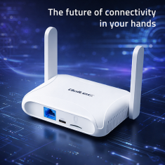 Qoltec usmerjevalnik za dom in potovanja 4G LTE WiFi 6 | AX300 | 2,4 GHz | dvojna antena | USB-C | mikro SIM