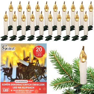 NIZA DEKORATIVNIH SVEČ NA SPONKAH, PRL ŽARNICE 20 LED TOPLO BELA