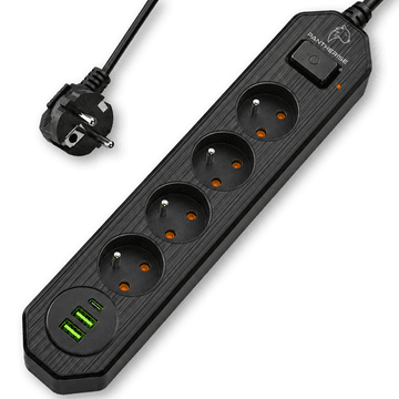 LINE 421 podaljšek s 4 vtičnicami 2xUSB-A + 1xUSB-C 3 m