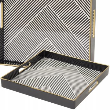 DEKORATIVNI PLADENJ 4x32,5x32,5 cm ČRNO/BELO/ZLATO
