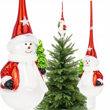 Stekleni okrasek za božično drevo, figurica snežaka, kroglica 31 cm