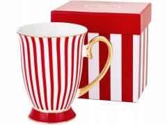 Porcelanasta skodelica v rdeče-belo-zlati darilni škatli