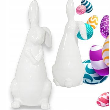 Velikonočna figurica Zajec beli zajec 40 cm Velika velikonočna figurica