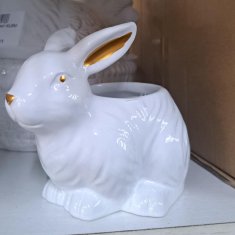 Figurica zajčka v lončku za rože v lončku zajček in zajček v beli barvi za spomladanske rože