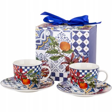 2 kosa kompleta skodelic v darilni škatli iz porcelana
