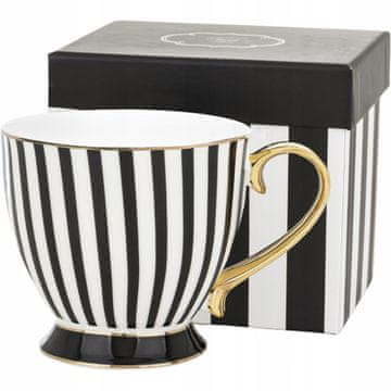 Velika skodelica, črno-bela, porcelanasta, 380 ml, v darilni škatli