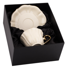 Porcelanasta skodelica v škatli 220 ml 1 kos. zlata ecru porcelanasta skodelica