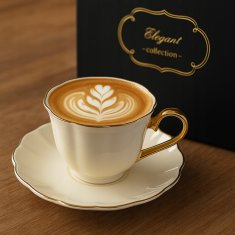 Porcelanasta skodelica v škatli 220 ml 1 kos. zlata ecru porcelanasta skodelica
