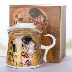 Vrček z infuzerjem v škatli Poljub Gustav Klimt porcelanast infuzer