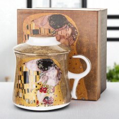 Vrček z infuzerjem v škatli Poljub Gustav Klimt porcelanast infuzer