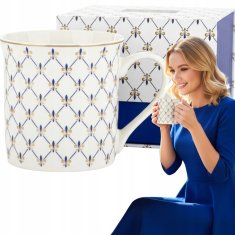 Porcelanasta skodelica v okrasni škatli, modro-bela, kot darilo, 380 ml