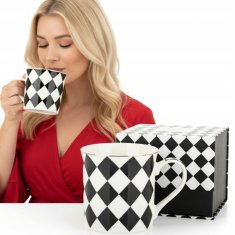 Porcelanasta skodelica v darilni škatli, črno-bela, porcelan, 380 ml