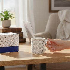 Porcelanasta skodelica v okrasni škatli, modro-bela, kot darilo, 380 ml
