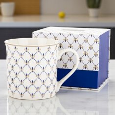 Porcelanasta skodelica v okrasni škatli, modro-bela, kot darilo, 380 ml