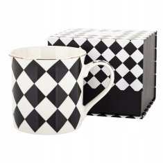 Porcelanasta skodelica v darilni škatli, črno-bela, porcelan, 380 ml