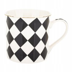 Porcelanasta skodelica v darilni škatli, črno-bela, porcelan, 380 ml