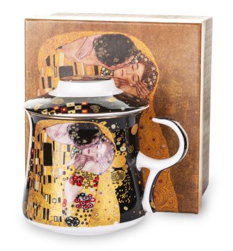Porcelanasta skodelica za čaj z infuzerjem z motivom Gustava Klimta