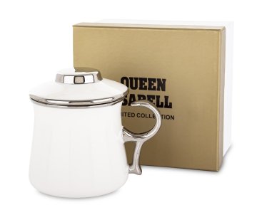 Elegantna kremna porcelanasta skodelica za čaj z infuzerjem