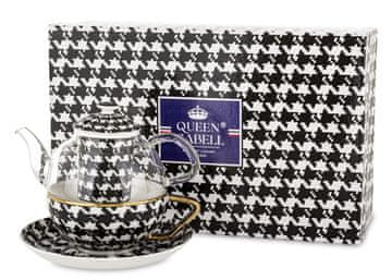 Porcelanski vrč Tea for One s skodelico in krožnikom z ženstvenim motivom
