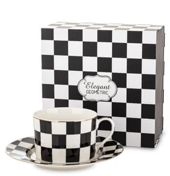Skodelica in krožnik iz porcelana, bela, črna