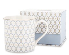 Porcelanasta skodelica, bela, modra