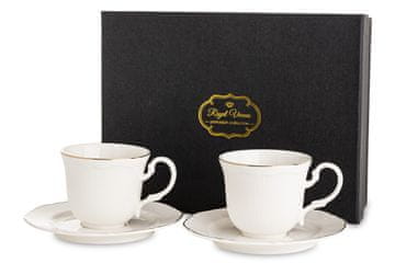 Skodelica s krožnikom, komplet 2 kosov, beli porcelan