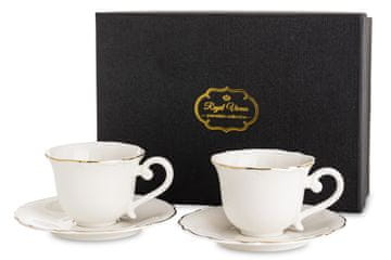 Skodelica s krožnikom, komplet 2 kosov, beli porcelan