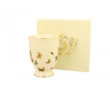 Vrček z metulji, porcelan, večbarven