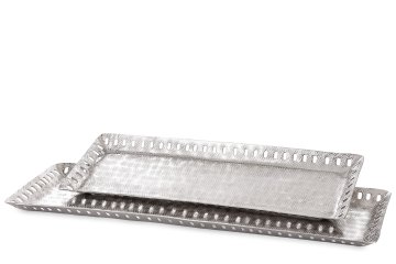 Komplet 2 okrasnih pladnjev Loyd aluminijasti abraziv 2x53x17; 2x43x15cm