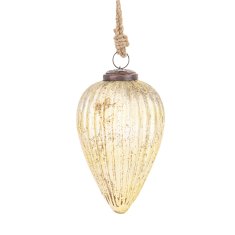 Steklena kroglica Delhi, zlata, 15x8,5x8,5 cm