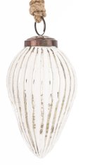 Steklena kroglica Delhi, srebrna in bela, 12x9x9 cm