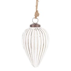 Steklena kroglica Delhi, srebrna in bela, 15x8,5x8,5 cm