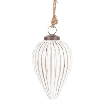 Steklena kroglica Delhi, srebrna in bela, 15x8,5x8,5 cm