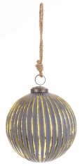 Steklena kroglica Delhi, siva in zlata, 14,5x12x12 cm, vzorec 1