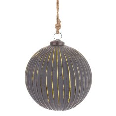 Steklena kroglica Delhi, siva in zlata, 16x14,5x14,5 cm
