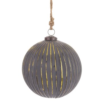 Steklena kroglica Delhi, siva in zlata, 16x14,5x14,5 cm