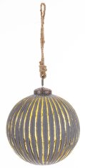 Steklena kroglica Delhi, siva in zlata, 14,5x12x12 cm, vzorec 1