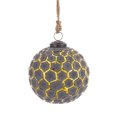 Steklena kroglica Delhi, siva in zlata, 14,5x12x12 cm, vzorec 2
