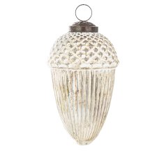 Steklena kroglica Delhi, zlata in bela, 13x7,5x7,5 cm