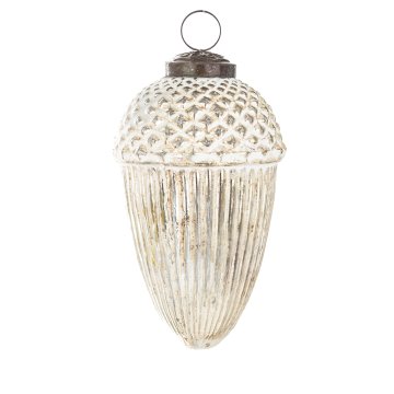 Steklena kroglica Delhi, zlata in bela, 13x7,5x7,5 cm