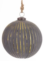 Steklena kroglica Delhi, siva in zlata, 16x14,5x14,5 cm