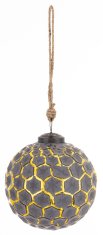 Steklena kroglica Delhi, siva in zlata, 14,5x12x12 cm, vzorec 2