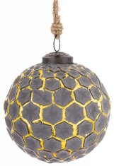 Steklena kroglica Delhi, siva in zlata, 14,5x12x12 cm, vzorec 2