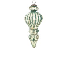 Steklena kroglica Delhi, zelena in srebrna, 25x10,5x10,5 cm