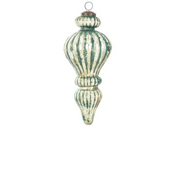 Steklena kroglica Delhi, zelena in srebrna, 25x10,5x10,5 cm