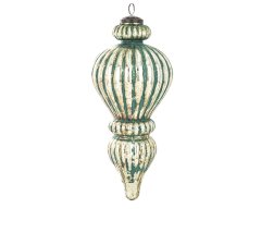 Steklena kroglica Delhi, zelena in srebrna, 30x13x13 cm