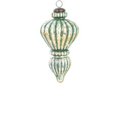 Steklena kroglica Delhi, zelena in srebrna, 21x10,5x10,5 cm